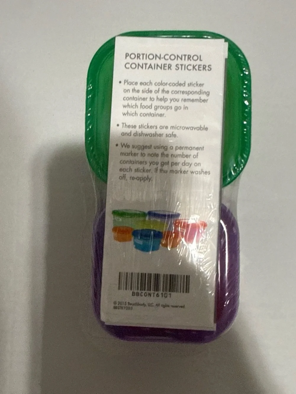 Portion-Control Container Stickers - Assorted Green & Purple